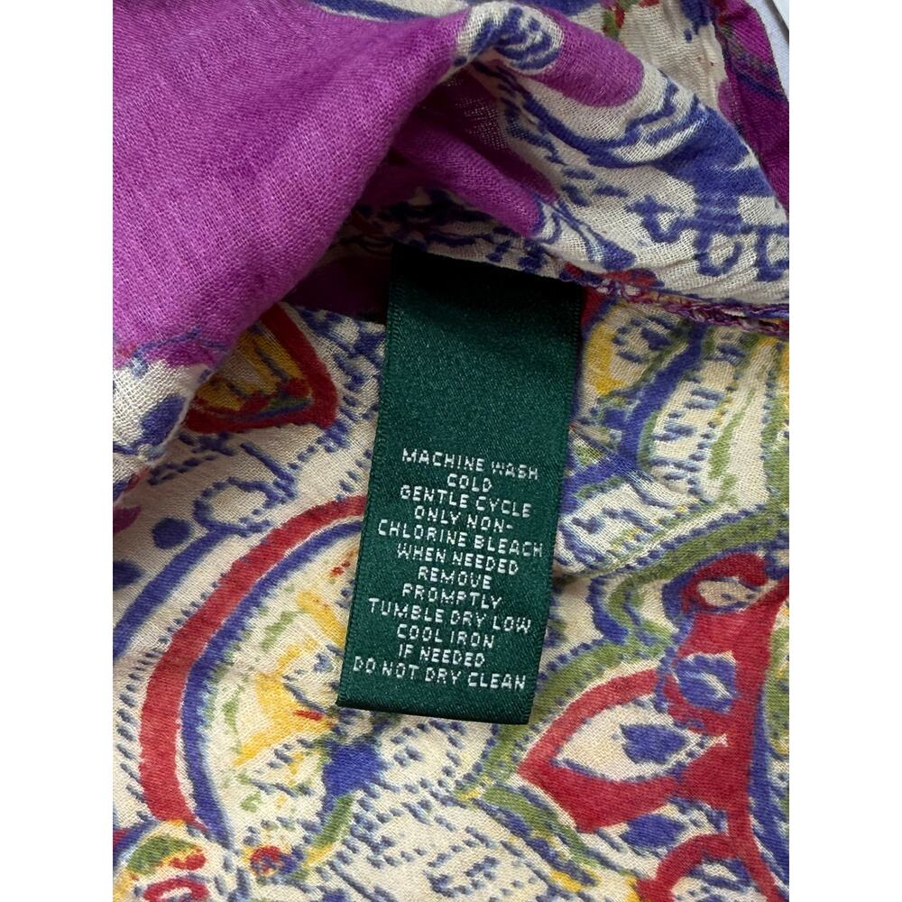 NWT Lauren Ralph Lauren M paisley blouse 100% cotton bell sleeves.  - Picture 8 of 12